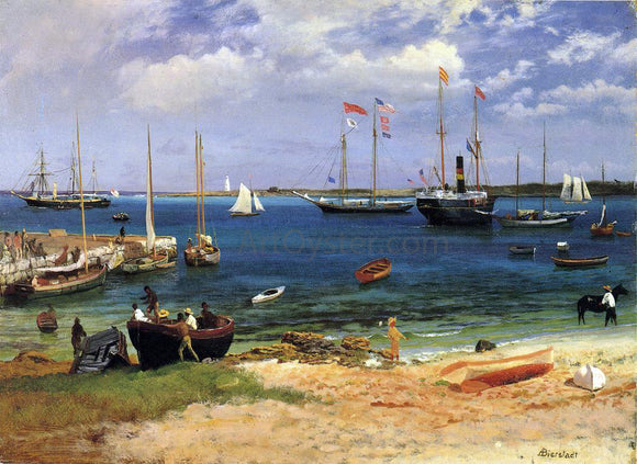  Albert Bierstadt A Nassau Harbor Scene - Canvas Art Print