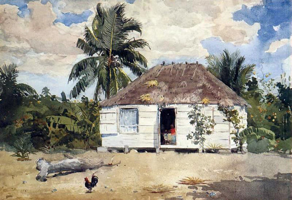  Winslow Homer Native Huts, Nassau - Canvas Art Print