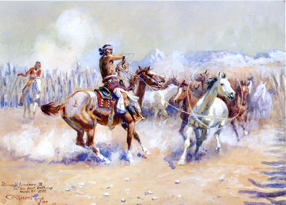  Charles Marion Russell Navajo Wild Horse Hunters - Canvas Art Print