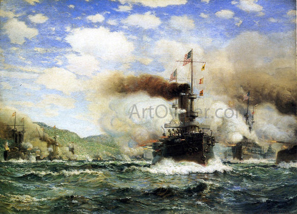  James Gale Tyler Naval Battle - Canvas Art Print