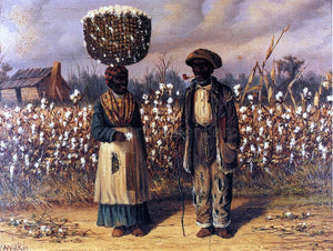  William Aiken Walker Negro Man and Woman in Cotton Field with Baskets of Cotton - Canvas Art Print