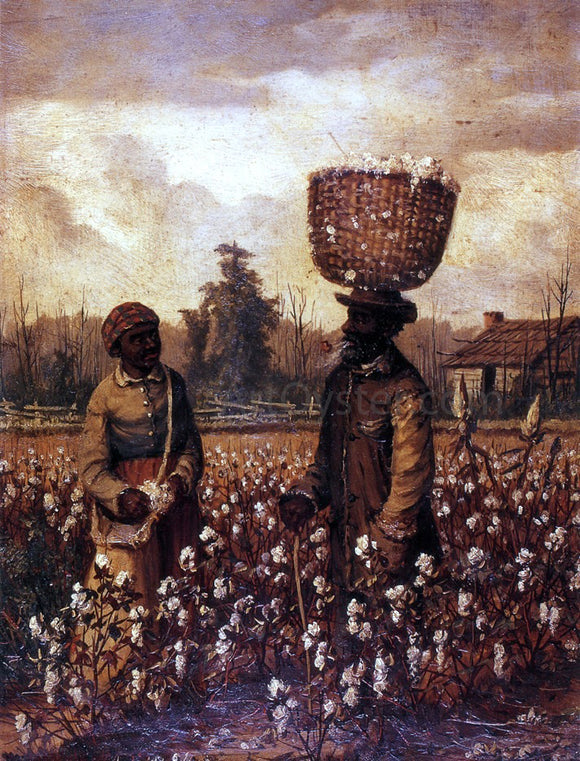 William Aiken Walker Negro Man and Woman in Cotton Field with Cabin - Canvas Art Print