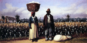  William Aiken Walker Negro Man and Woman in Cotton Field with Cotton Basket and Cotton Bag - Canvas Art Print