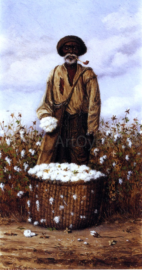  William Aiken Walker Negro Man in Cotton Field with Basket of Cotton - Canvas Art Print