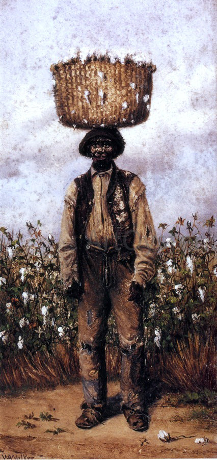  William Aiken Walker Negro Man in Cotton Field with Basket of Cotton on Head - Canvas Art Print