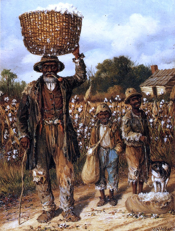  William Aiken Walker Negro Man, Two Boys and Dog in Cotton Field - Canvas Art Print