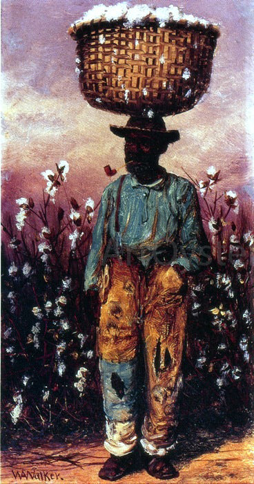  William Aiken Walker Negro Man with Basket of Cotton on Head - Canvas Art Print