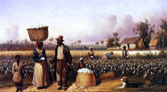  William Aiken Walker Negro Workers in Cotton Field with Dog - Canvas Art Print