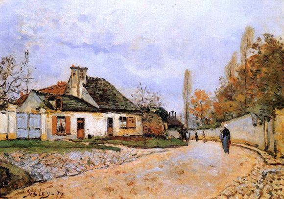  Alfred Sisley Neighborhood Street in Louveciennes (also known as Rue de Village (Voisins to Louveciennes)) - Canvas Art Print