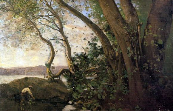  Jean-Baptiste-Camille Corot Nemi, the Lake's Edge - Canvas Art Print