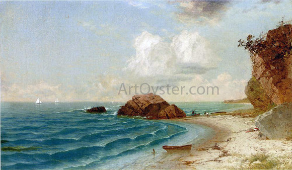  John Frederick Kensett New England Coastal View with Figures - Canvas Art Print