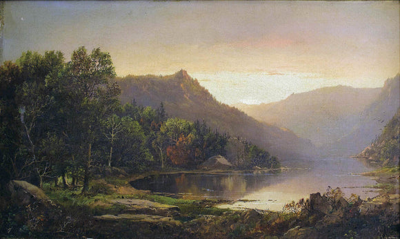  William Louis Sonntag New England Mountain Lake at Sunrise - Canvas Art Print