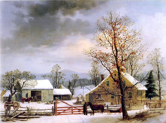 George Henry Durrie A New England Winter Scene - Canvas Art Print