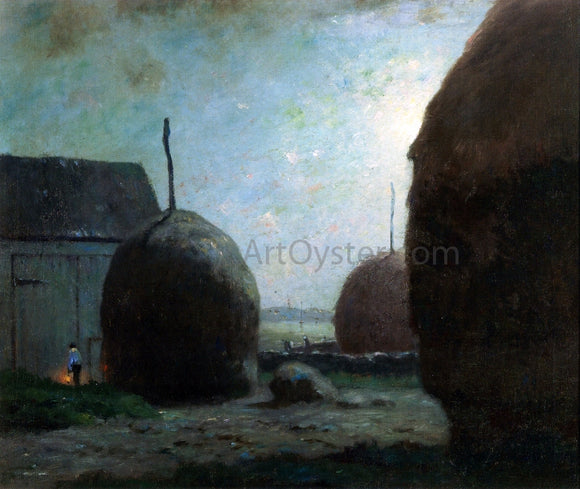  Dwight W Tryon Newbury Haystacks in Moonlight - Canvas Art Print