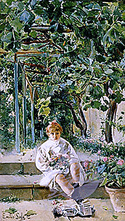  Emilio Sala y Frances Nina en el Jardin - Canvas Art Print