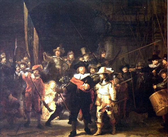 Rembrandt Van Rijn Night Watch (also known as The Company of Frans Banning Cocq and Willem van Ruytenburch) - Canvas Art Print