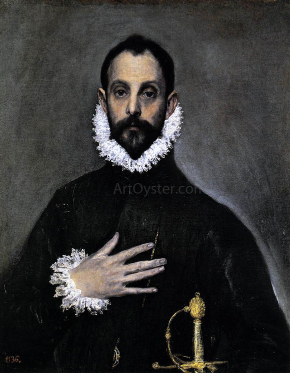  El Greco Nobleman with his Hand on his Chest - Canvas Art Print