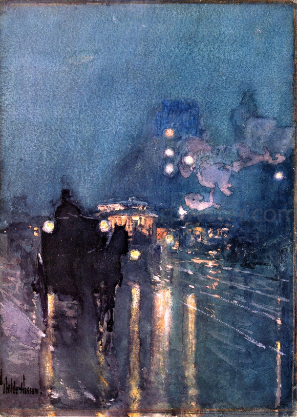  Frederick Childe Hassam Nocturne, Railway Crossing, Chicago - Canvas Art Print