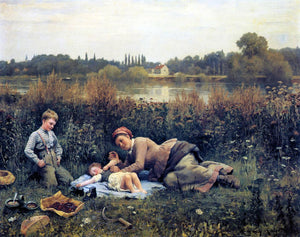  Daniel Ridgway Knight Noonday Repast - Canvas Art Print