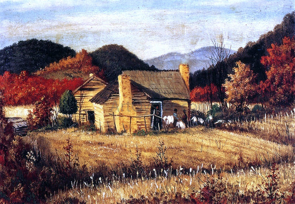  William Aiken Walker North Carolina Homestead with Mountains and Field - Canvas Art Print