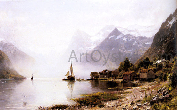  Anders Monsen Askevold Norwegian Fjord with Snow Capped Mountains - Canvas Art Print