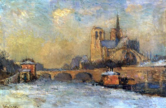  Albert Lebourg Notre-Dame and Seine, Winter - Canvas Art Print
