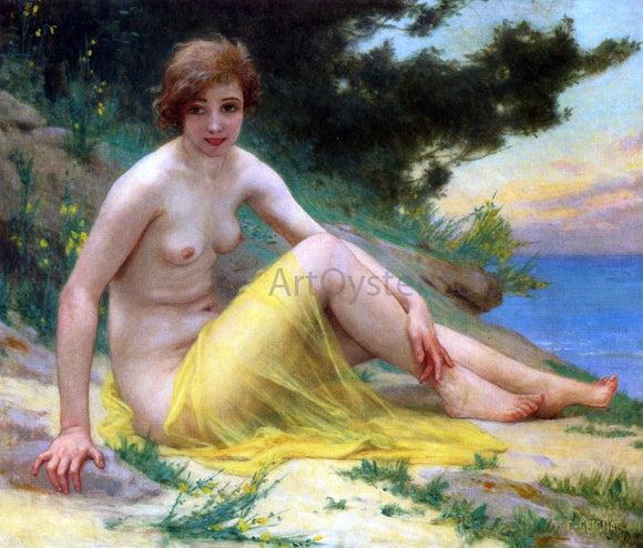 Guillaume Seignac A Nude at the Beach (also known as On the Shore) - Canvas Art Print