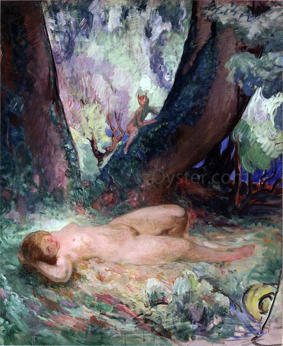  Henri Lebasque Nude in a Garden with a Satyr - Canvas Art Print