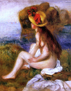  Pierre Auguste Renoir Nude in a Straw Hat - Canvas Art Print