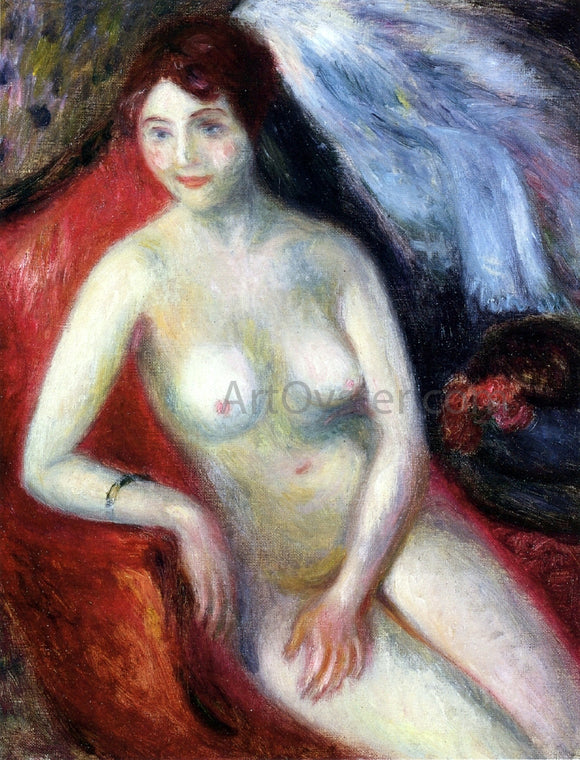  William James Glackens Nude on a Red Sofa - Canvas Art Print
