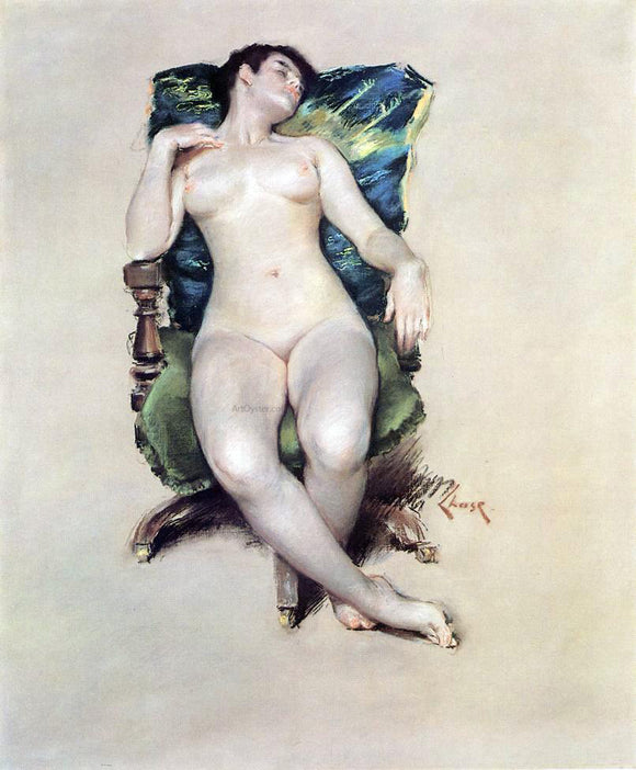  William Merritt Chase A Nude Resting - Canvas Art Print
