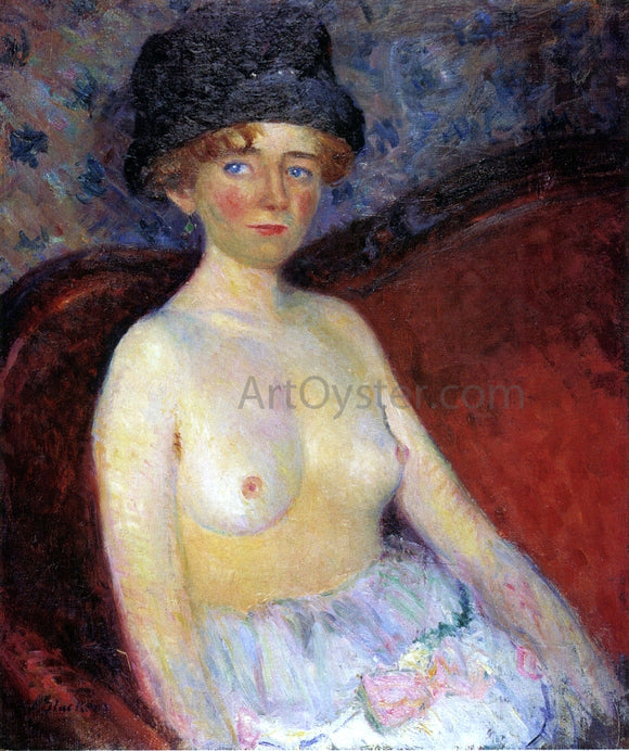  William James Glackens Nude with Hat - Canvas Art Print