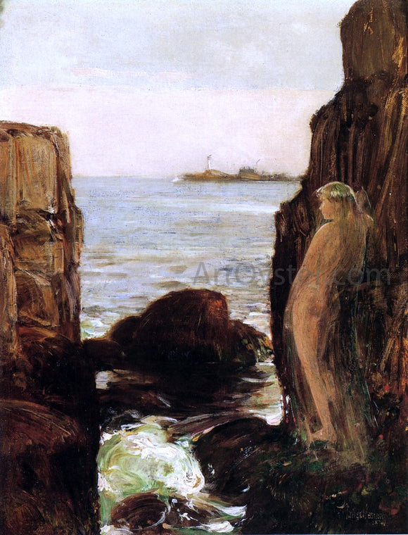  Frederick Childe Hassam Nymph on a Rocky Ledge - Canvas Art Print