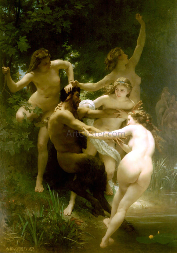  William Adolphe Bouguereau Nymphs and Satyr - Canvas Art Print