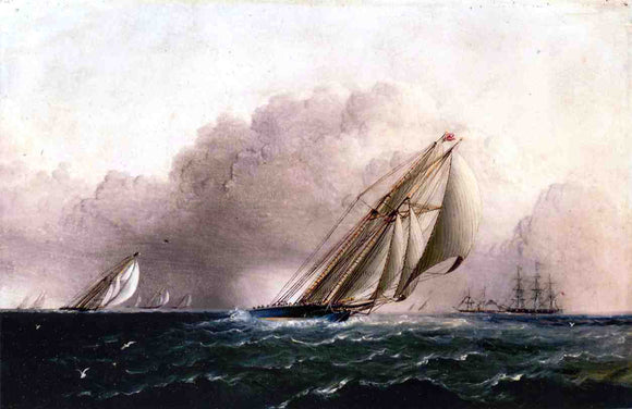  James E Buttersworth N.Y.Y.C. Schooner Yacht Estelle Running Home - Canvas Art Print