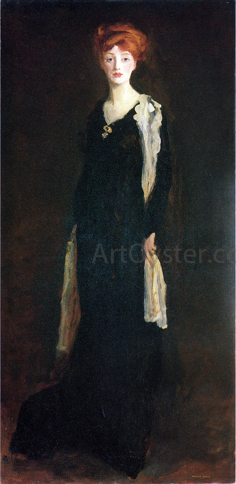  Robert Henri O in Black with Scarf (also known as Marjorie Organ Henri) - Canvas Art Print