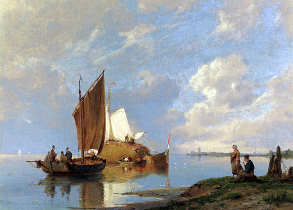  Pieter Christian Dommerson Off Volendam on the Zuiderzee - Canvas Art Print