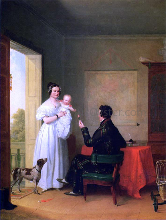  James Goodwyn Clonney Offering Baby a Rose - Canvas Art Print