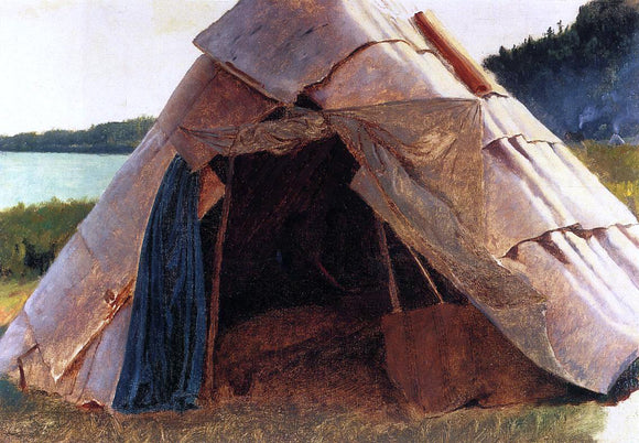 Eastman Johnson Ojibwe Wigwam at Grand Portage - Canvas Art Print