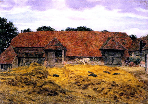  George Boyce RWS An Old Barn at Whitchurch, Oxon - Canvas Art Print