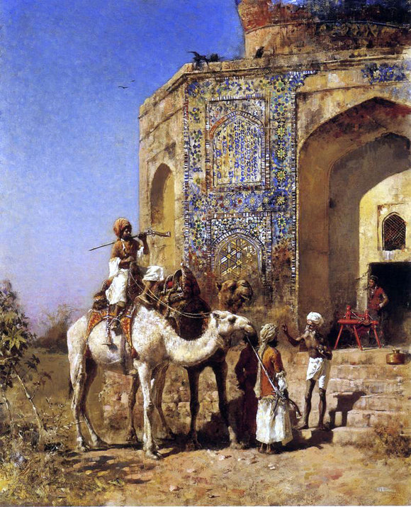  Edwin Lord Weeks Old Blue-Tiled Mosque, Outside of Delhi, India - Canvas Art Print