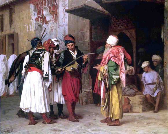  Jean-Leon Gerome Old Clothing Merchant in Cairo (also known as Roaving Merchant in Cairo) - Canvas Art Print