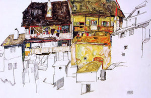  Egon Schiele Old Houses in Krumau - Canvas Art Print