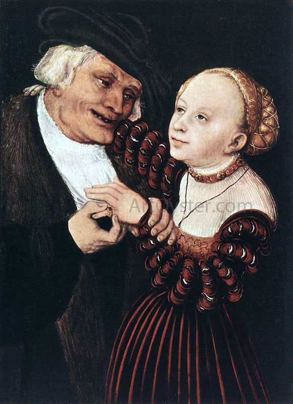  The Elder Lucas Cranach Old Man and Young Woman - Canvas Art Print