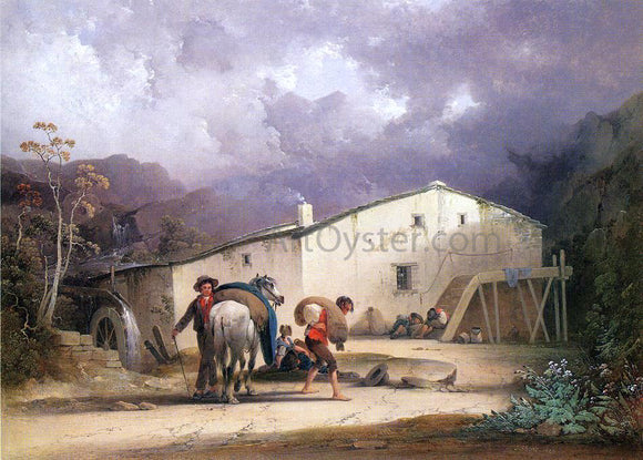  Joshua Shaw Old Mill, Miller and Horse - Canvas Art Print