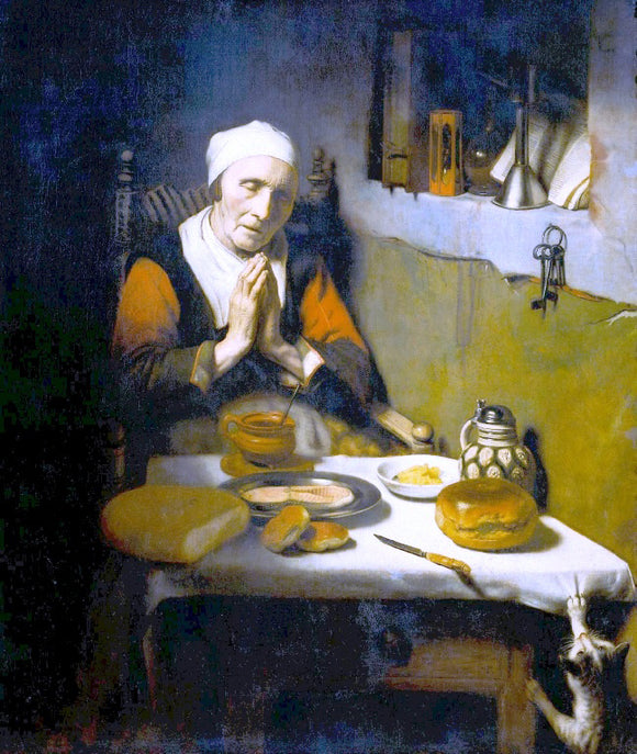  Nicolaes Maes Old Woman at Prayer - Canvas Art Print