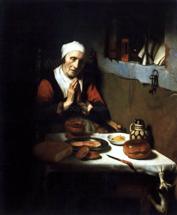  Nicolaes Maes Old Woman Saying Grace - Canvas Art Print