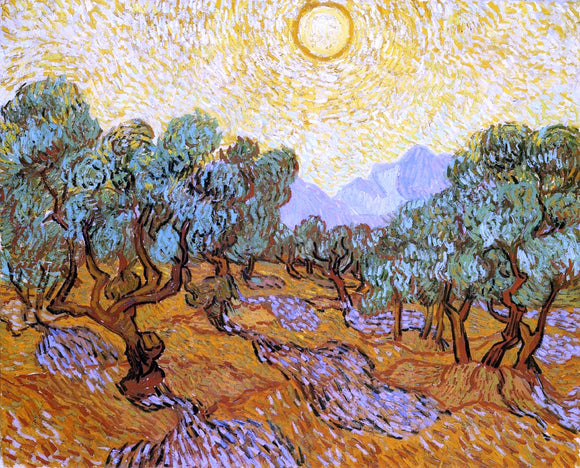 Vincent Van Gogh Olive Trees with Yellow Sky and Sun - Canvas Art Print
