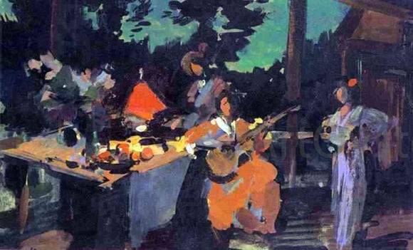  Constantin Alexeevich Korovin On a Terrace. Evening in the Coutry - Canvas Art Print