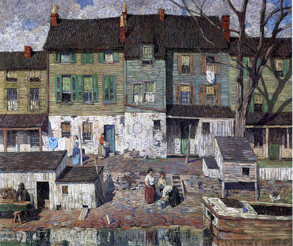  Robert Spencer On the Canal, New Hope - Canvas Art Print